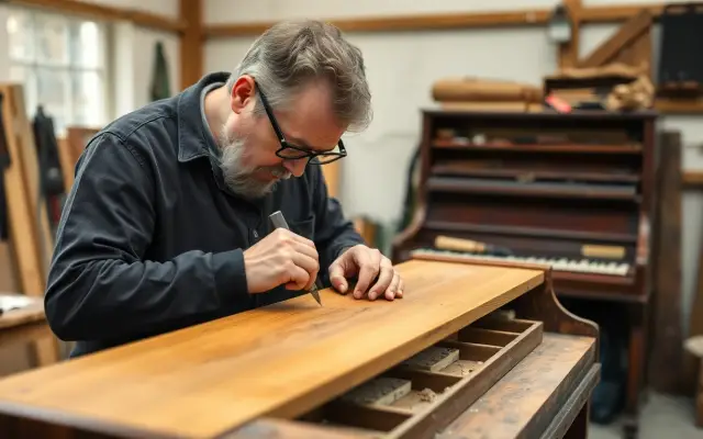 Lesmateriaal Reparatie houten onderdelen van piano en vleugel met akoestische functie